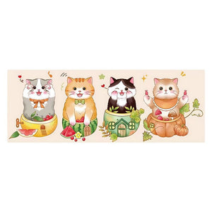 Mona Lisa Silk Brand - Four-Sided Lucky Cats - 98*42CM 11CT 3 Stamped Cross Stitch