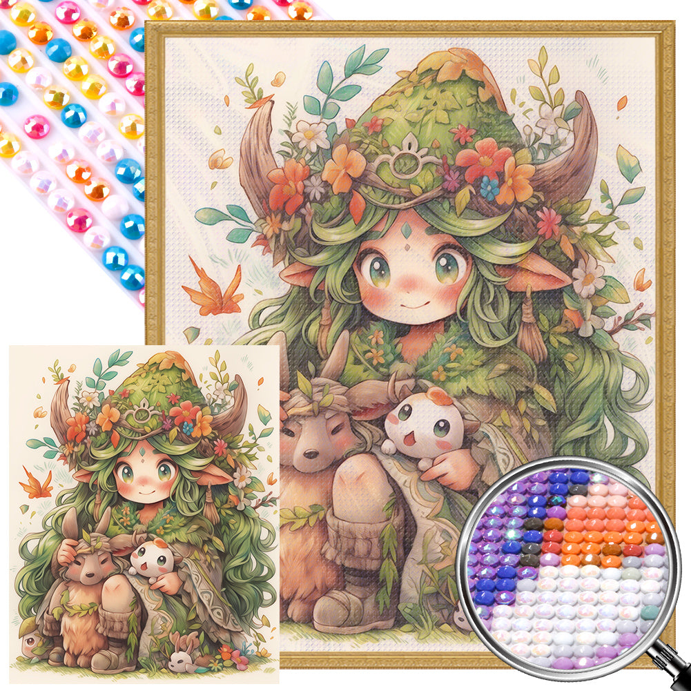 Forest Girl 40*50CM(Picture) Full Round Drill Diamond Painting