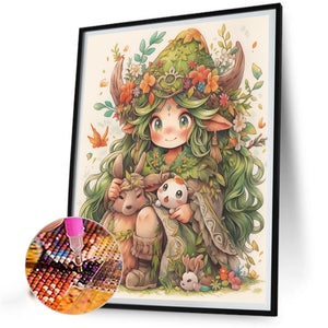 Forest Girl 40*50CM(Picture) Full Round Drill Diamond Painting