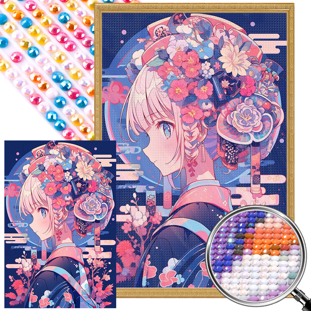 Cartoon Girl 40*60CM(Picture) Full Round Drill Diamond Painting