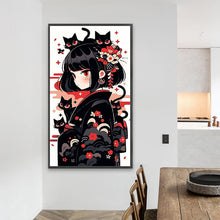 Load image into Gallery viewer, Black Cat And Girl 40*70CM(Picture) Full Round Drill Diamond Painting
