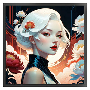 Huancan - Silver-Haired Elegant Beauty - 40*40CM 14CT 2 Stamped Cross Stitch