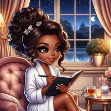 Load image into Gallery viewer, Black Beauty Reading 30*30CM(Canvas) Full Round Drill Diamond Painting
