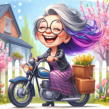 Load image into Gallery viewer, Happy Old Lady On A Bike 30*30CM(Canvas) Full Round Drill Diamond Painting
