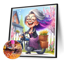 Load image into Gallery viewer, Happy Old Lady On A Bike 30*30CM(Canvas) Full Round Drill Diamond Painting

