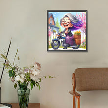Load image into Gallery viewer, Happy Old Lady On A Bike 30*30CM(Canvas) Full Round Drill Diamond Painting
