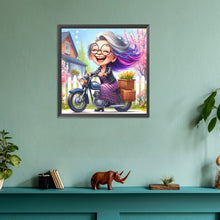 Load image into Gallery viewer, Happy Old Lady On A Bike 30*30CM(Canvas) Full Round Drill Diamond Painting
