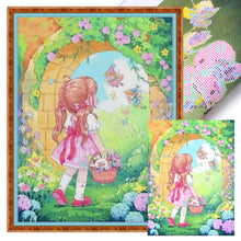 Load image into Gallery viewer, Huancan - Little Girl In The Garden - 40*55CM 11CT 3 Stamped Cross Stitch
