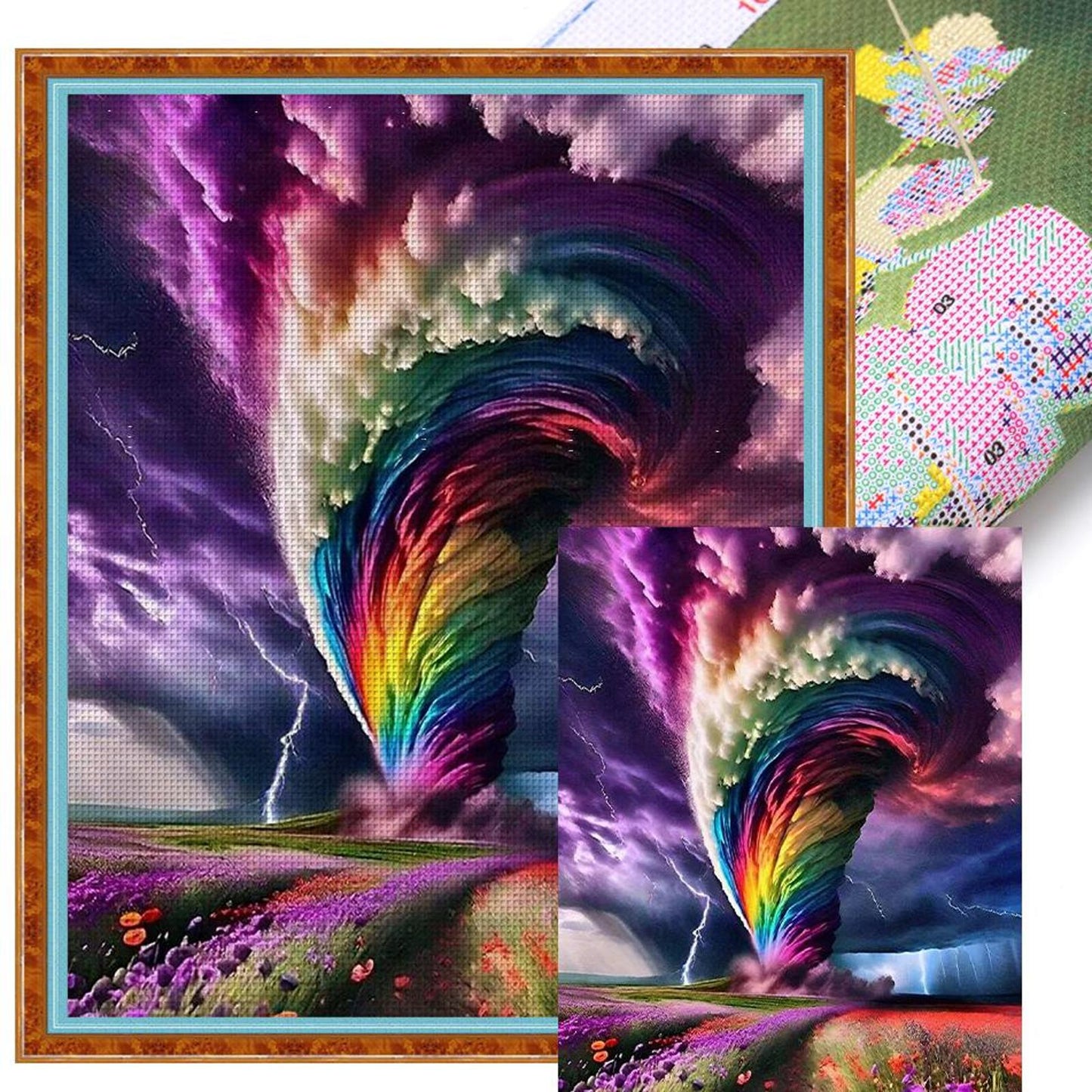 Rainbow Storm - Full 11CT Stamped Cross Stitch 50x60CM - Huacan