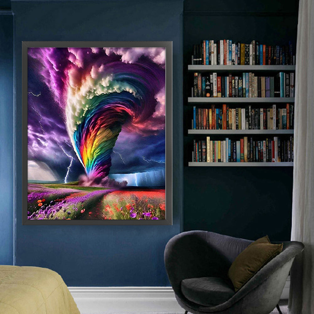 Rainbow Storm - Full 11CT Stamped Cross Stitch 50x60CM - Huacan