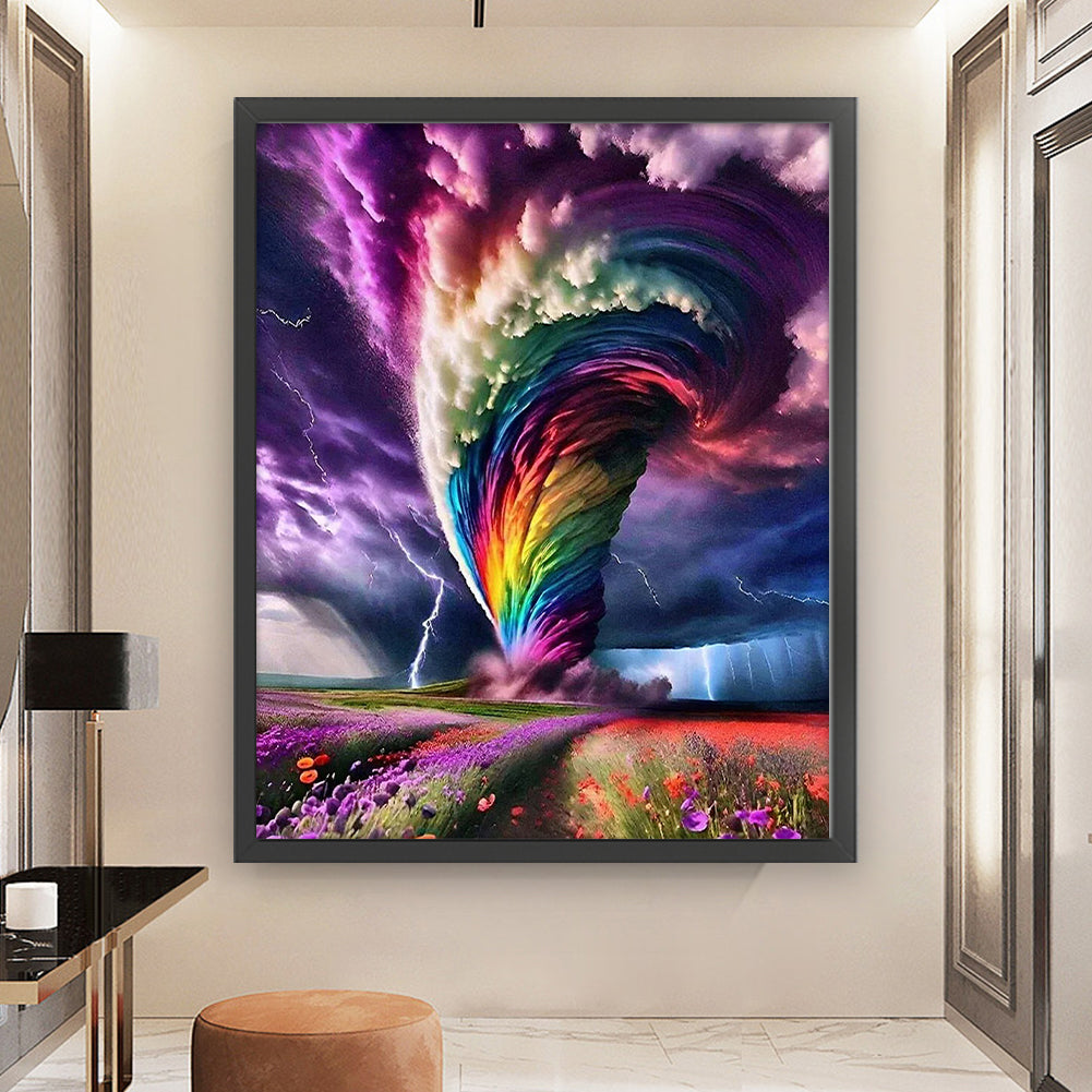 Rainbow Storm - Full 11CT Stamped Cross Stitch 50x60CM - Huacan