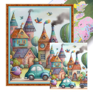 Huancan - Colorful Town - 50*60CM 11CT 3 Stamped Cross Stitch