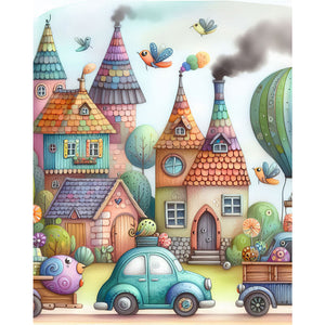 Huancan - Colorful Town - 50*60CM 11CT 3 Stamped Cross Stitch