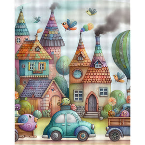 Huancan - Colorful Town - 50*60CM 11CT 3 Stamped Cross Stitch