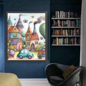 Huancan - Colorful Town - 50*60CM 11CT 3 Stamped Cross Stitch