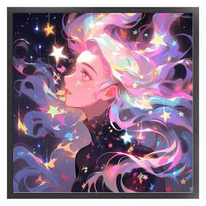 Huancan - Starlight Girl - 50*50CM 14CT 2 Stamped Cross Stitch