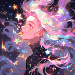 Huancan - Starlight Girl - 50*50CM 14CT 2 Stamped Cross Stitch