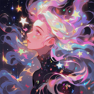 Huancan - Starlight Girl - 50*50CM 14CT 2 Stamped Cross Stitch