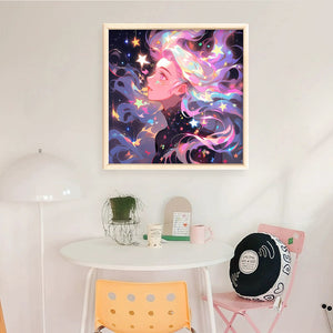 Huancan - Starlight Girl - 50*50CM 14CT 2 Stamped Cross Stitch
