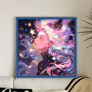 Huancan - Starlight Girl - 50*50CM 14CT 2 Stamped Cross Stitch