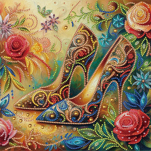 Dream Textured High Heels 30*30CM(Canvas) Partial Special Shaped Drill Diamond Painting
