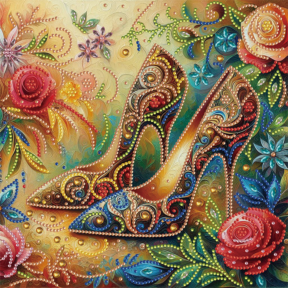 Dream Textured High Heels 30*30CM(Canvas) Partial Special Shaped Drill Diamond Painting