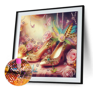 Dream Feather High Heels 30*30CM(Canvas) Partial Special Shaped Drill Diamond Painting