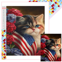 Load image into Gallery viewer, Independence Day Flag Cat 30*40CM(Picture) Full Square Drill Diamond Painting
