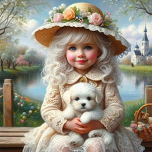 Load image into Gallery viewer, Girl Holding A Dog 30*30CM(Picture) Full Square Drill Diamond Painting
