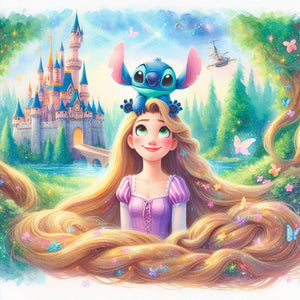 Stitch And Rapunzel 40*40CM(Canvas) Full Round Drill Diamond Painting