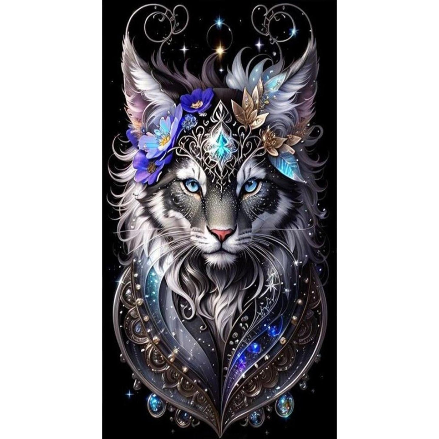 Noble Cat - Full 11CT Stamped Cross Stitch 45x75CM - Yishu