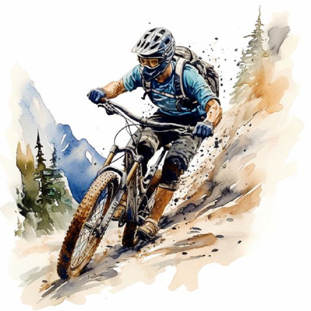Boy On A Bicycle 30*30CM(Canvas) Full Round Drill Diamond Painting