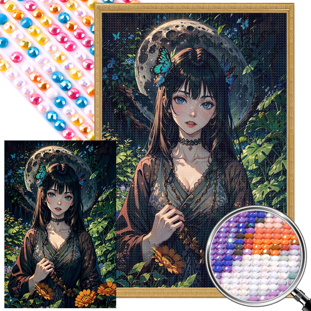 Black-Haired Girl 40*60CM(Picture) Full Round Drill Diamond Painting