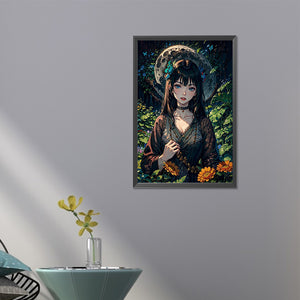 Black-Haired Girl 40*60CM(Picture) Full Round Drill Diamond Painting