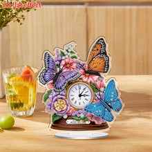 Load image into Gallery viewer, Acrylic Special Shaped Flower Butterfly 5D Diamond Painting Clock Art Craft
