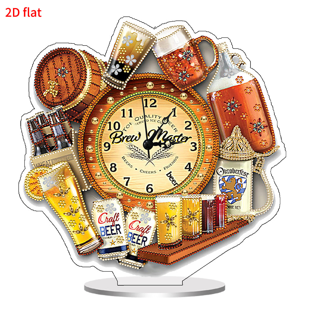 Acrylic Special Shaped Beer 5D Diamond Painting Clock for Living Room Decor