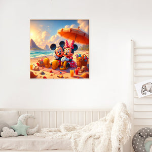 Mickey And Minnie On The Beach 30*30CM(Canvas) Full Round Drill Diamond Painting