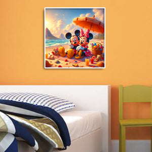 Mickey And Minnie On The Beach 30*30CM(Canvas) Full Round Drill Diamond Painting