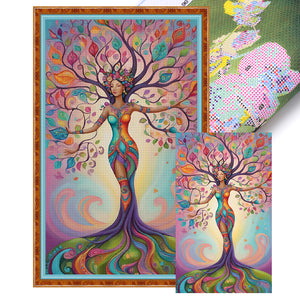 Huancan - Tree Woman - 40*65CM 14CT 2 Stamped Cross Stitch