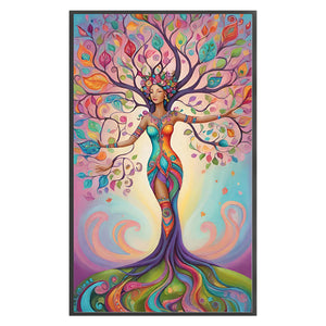 Huancan - Tree Woman - 40*65CM 14CT 2 Stamped Cross Stitch