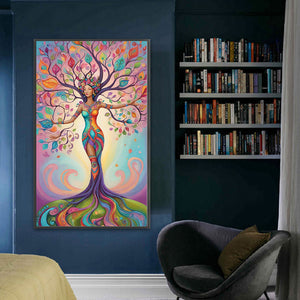 Huancan - Tree Woman - 40*65CM 14CT 2 Stamped Cross Stitch