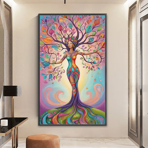 Huancan - Tree Woman - 40*65CM 14CT 2 Stamped Cross Stitch