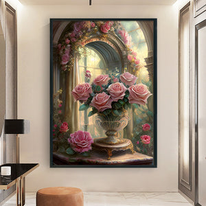 Huancan - Bouquet In The Bay Window - 40*60CM 11CT 3 Stamped Cross Stitch