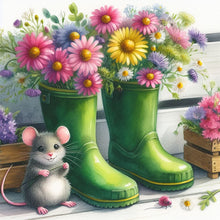 Load image into Gallery viewer, Little Mouse With Flowers In A Boot 30*30CM(Canvas) Full Round Drill Diamond Painting
