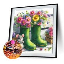 Load image into Gallery viewer, Little Mouse With Flowers In A Boot 30*30CM(Canvas) Full Round Drill Diamond Painting
