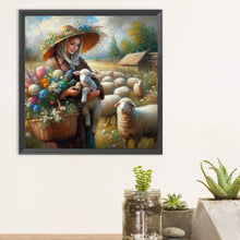 Load image into Gallery viewer, Oil Painting-Style Farm Woman 30*30CM(Canvas) Full Round Drill Diamond Painting
