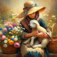 Load image into Gallery viewer, Oil Painting-Style Farm Woman 30*30CM(Canvas) Full Round Drill Diamond Painting
