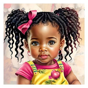 Black Girl 30*30CM(Canvas) Full Round Drill Diamond Painting