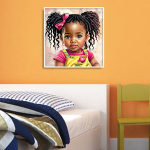 Black Girl 30*30CM(Canvas) Full Round Drill Diamond Painting