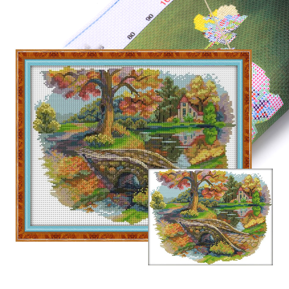 Joy Sunday - Autumn Scenery - 36*30CM 14CT 2 Stamped Cross Stitch